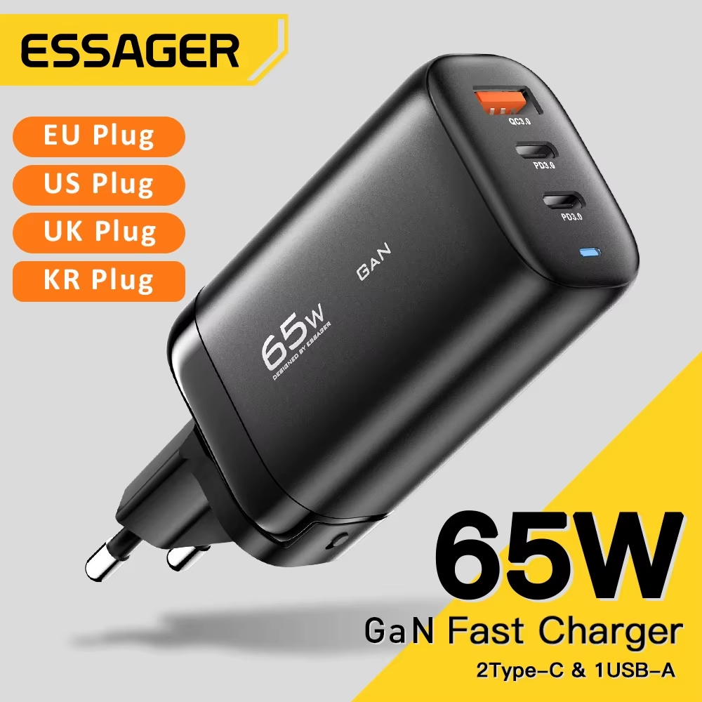 Essager 65W Gan USB Typ C Ladegerät Für Laptop PPS 45W 25W Schnellladung Für Samsung Xiaomi Realme Mobile Iphone15 14 13 Pro Telefon