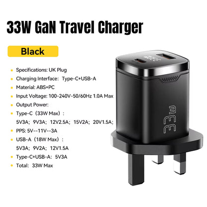 Essager 33 W Gan USB Typ C Ladegerät Digitalanzeige PD Schnellladung Für Iphone 16 15 14 Pro Max Ipad Mini 6 Xiaomi Samsung S22