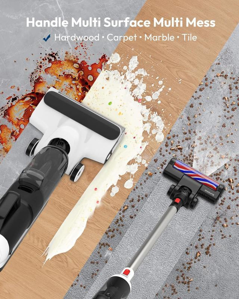 5-In-1 Combo Cordless Wet Dry Vacuum Cleaner - Lightweight Multi-Function Mop & Vacuum for Hard Floors & Carpets, Self-Propelled Vacuum Mop All in One for Whole-House Cleaning