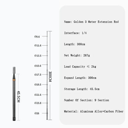 Erweiterbarer Carbon-Fiber Selfie-Stick 3m