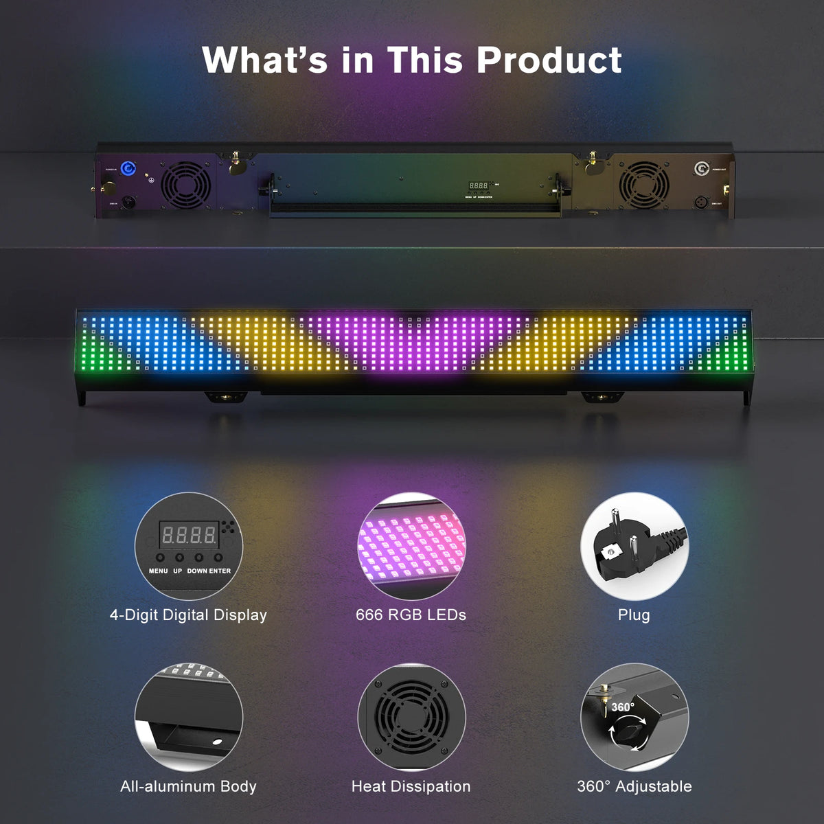 Yiflamefly 1/2/4Pcs 120W RGB 666LED Splicable Wall Washer Light 254Dynamic Show Strobe Stage Light Bar For Wedding Party KTV Bar