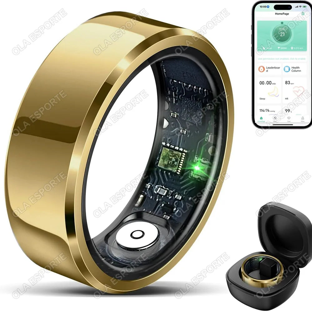 2025 Smart Ring Blutdruck Herzfrequenz Schlafüberwachung Smartring IP68 & 5ATM Wasserdichter Multisportmodus Smartring Mann Frauen