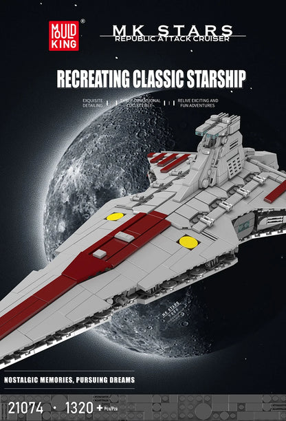 Mould King 21074 Star Plan Building Block The MOC Republic Attack Cruiser Model Assembly Star Fighter Toys Kids Christmas Gift