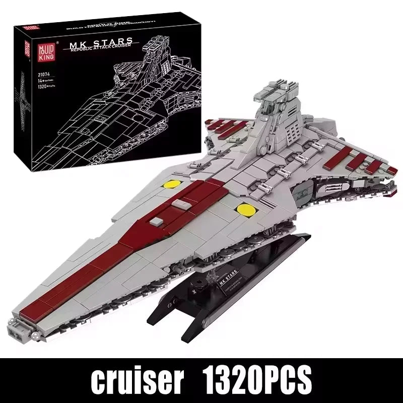 Mould King 21074 Star Plan Building Block The MOC Republic Attack Cruiser Model Assembly Star Fighter Toys Kids Christmas Gift